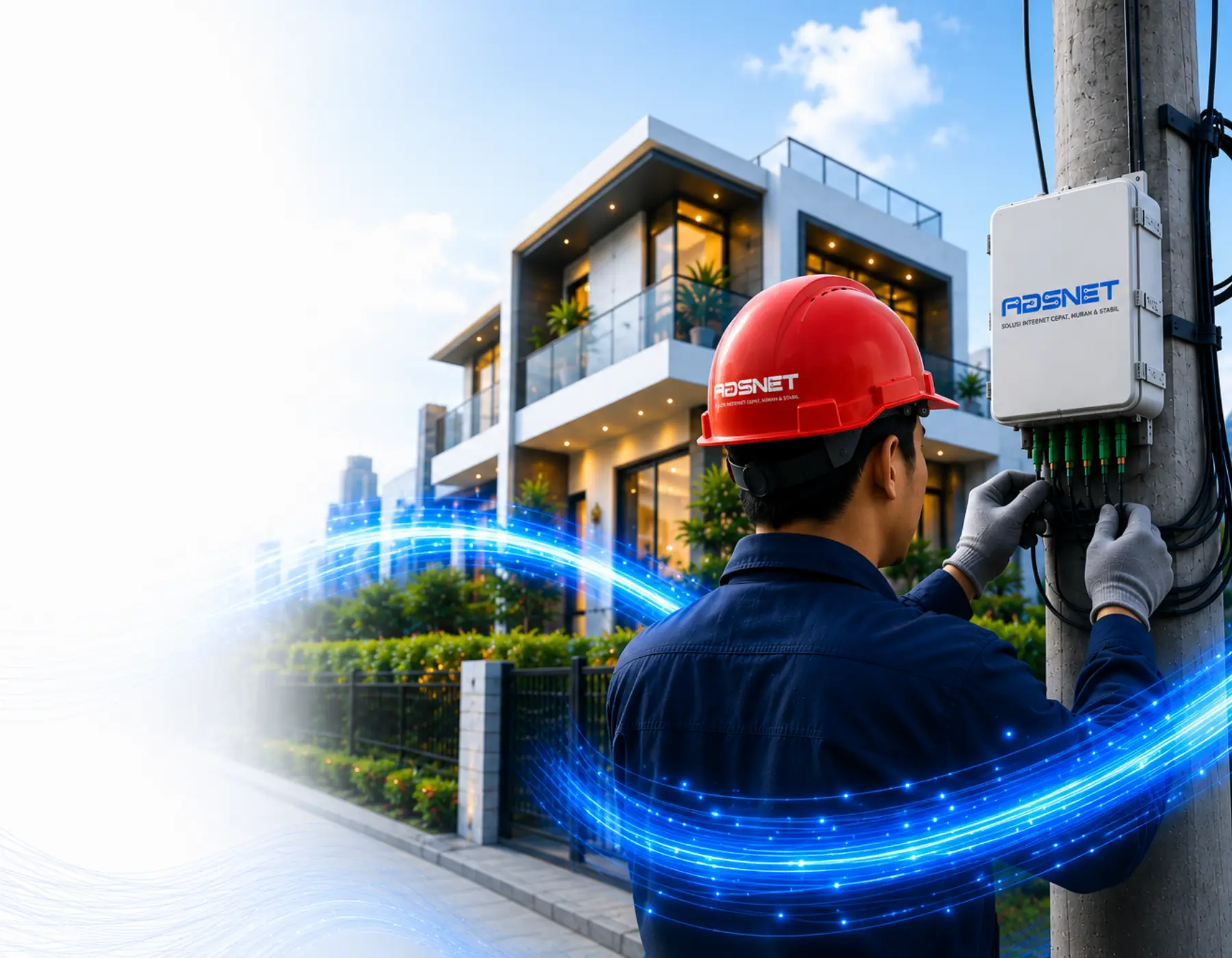 Ilustrasi layanan internet Fiber Optic cepat dan stabil
